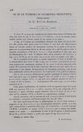 Su di un teorema di geometria proiettiva.
