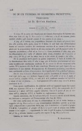 Su di un teorema di geometria proiettiva.