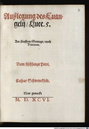 Außlegung des Evangelii Luc. 5