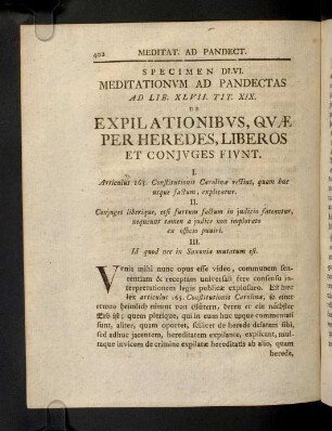 402-412, Spec. 556. De Expilationibus, quae per ...