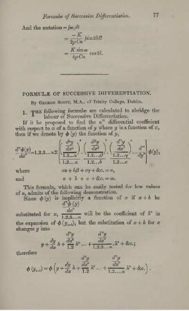 Formulae of successive differentiation.