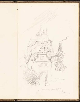 Skizzenbuch 1901: Schloss Diez: Eingangstor perspektivische Ansicht