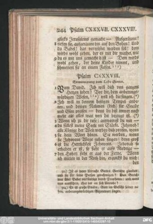 Psalm CXXXVIII. Ermunterung zum Lobe Gottes.