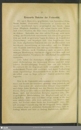 Erneuerte Statuten der Fraternität