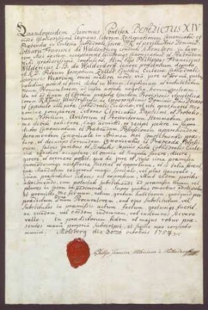 Procuratorium des Philipp Franz Wilderich von Walderdorff für den Vikar Zeller.