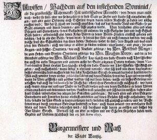 Ratsverordnung von 1697