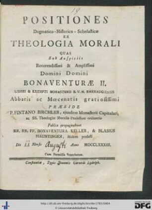 Positiones Dogmatico-Historico-Scholasticae Ex Theologia Morali