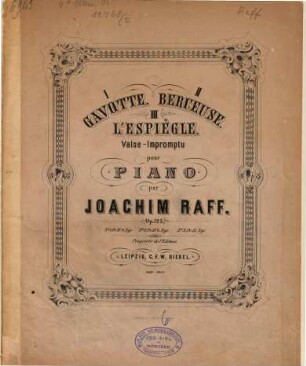 I. Gavotte. II. Berceuse. III. L'Espiègle : valse-Impromptu pour piano ; op. 125, 2. Berceuse