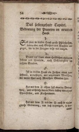 Das siebenzehnte Capitel. Bedeutung der Planeten im neunten Hause.