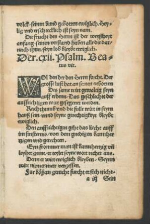Der .cxii. Psalm. Beatus vir.