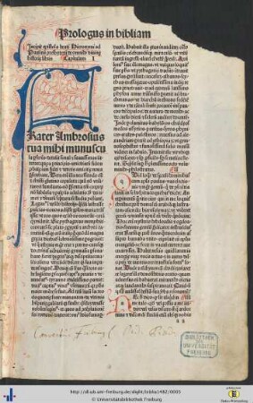 Epistola beati Hieronymi ad Paulinum presbyterum de omnibus divinᶒ historiᶒ libris