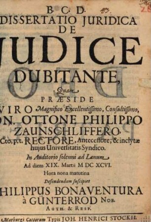 Diss. iur. de iudice dubitante