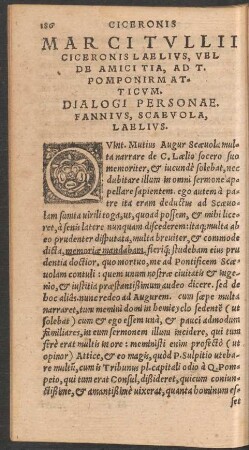 Marci Tullii Ciceronis Laelisu, Vel De Amicitia, Ad T. Pomponirm Atticum.