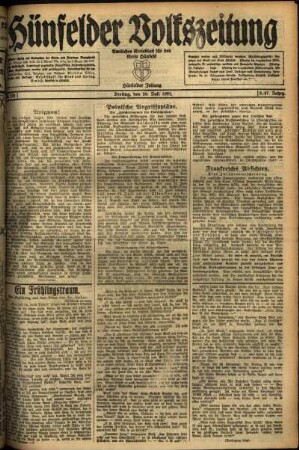 Ausgabe vom Freitag, den 29. Juli 1921.
