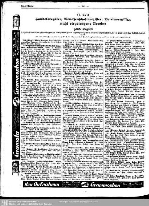 VI. Handelsregister, Genossenschaftsregister, Vereinsregister, nicht eingetragene Vereine
