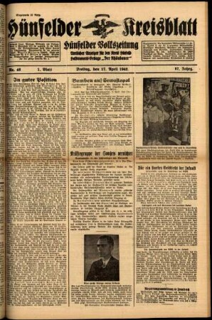 Erste Ausgabe vom Freitag, den 17. April 1942.