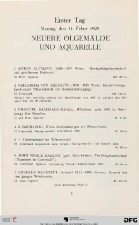 Neuere Ölgemälde und Aquarelle (Nr. 1-117)