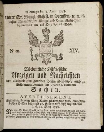 Num. XIV. Montags den 1. April 1748.