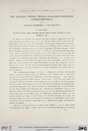 8: Die Museen unter Verwaltungstechnischem Gesichtspunkte