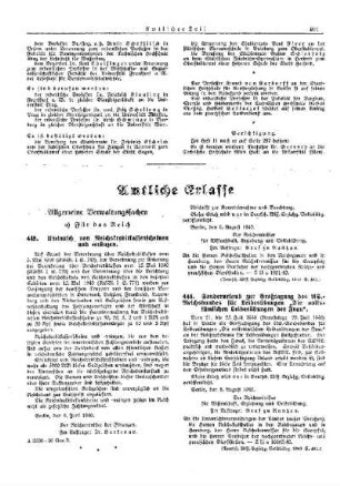 Umtausch von Reichskreditkassenscheinen und -münzen : [Allgemeine Verwaltungssachen] ; [Für das Reich] ; [Amtliche Erlasse] ; [Amtlicher Teil]