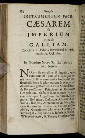 Instrumentum Pacis Cæsarem & Imperium inter & Galliam, ...