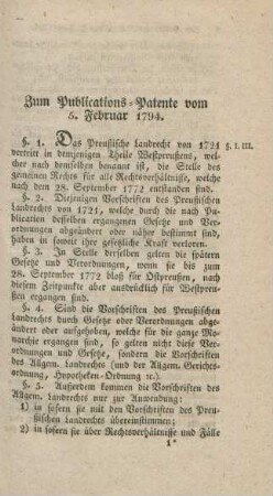 Zum Publications-Patente vom 5. Februar 1794.