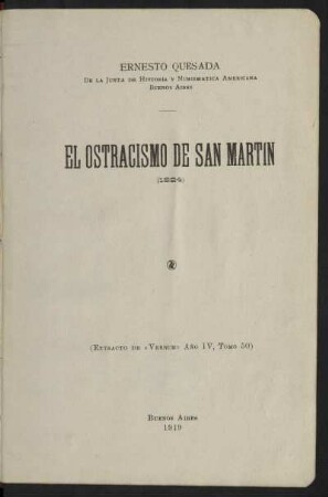 El ostracismo de San Martín : (1824)