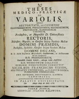 Theses Medico-Practicæ De Variolis
