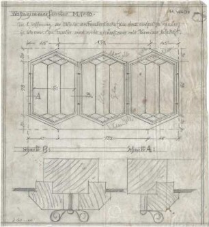 Wach, Hugo; Murnau; Haus Nr. 236a (heute Hagener Str. 22) - Wohnzimmerfenster (Ansicht, Schnitte)