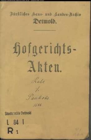 Rabe, Hans zu Ehrdissen gegen Pankoke zu Wülfer - Brautschatz