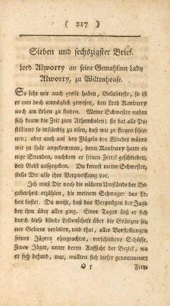 Sieben und sechszigster Brief