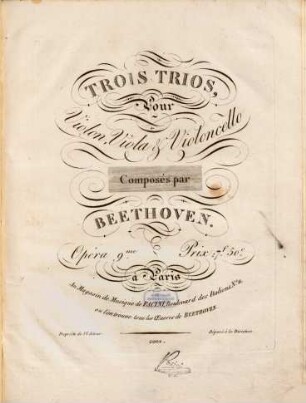 Trois trios pour violon, viola & violoncelle : opera 9