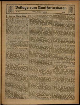 Zweite Ausgabe vom Sonntag, den 29. Dezember 1929.