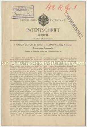 Patentschrift eines Transmissions-Dynamometers, Patent-Nr. 81045