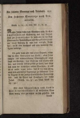 Am sechsten Sonntage nach Trinitatis.
