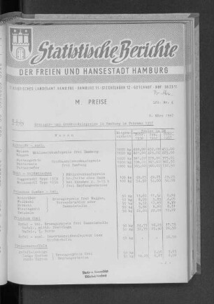 Erzeuger- und Großhandelspreise in Hamburg im Februar 1957 : Lfd. Nr. 6