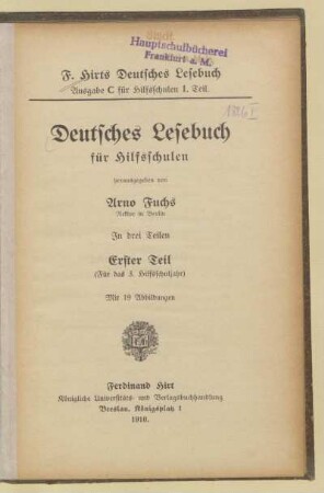 Teil 1, [Schülerbd.]: (Für das 3. Hilfsschuljahr) : mit 19 Abbildungen