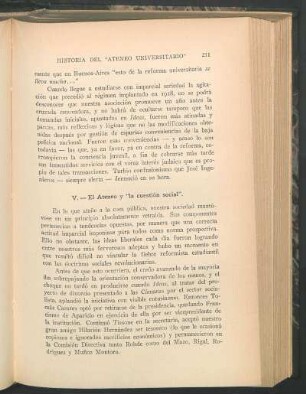 V. - El Ateneo y "la cuestión social"