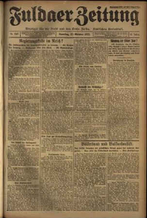 Erste Ausgabe vom Sonntag, den 25. Oktober 1925.