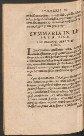 Summaria In Librum Hiob.