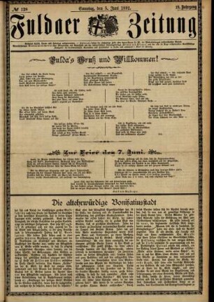 Erste Ausgabe vom Sonntag, den 05. Juni 1892.