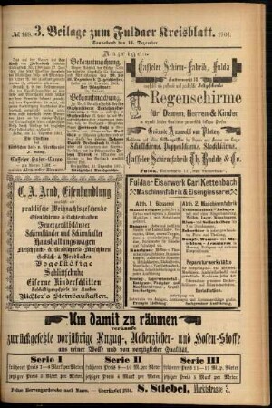 Vierte Ausgabe vom Samstag, den 14. Dezember 1901.