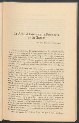 La actitud estética y la psicología de los sueños