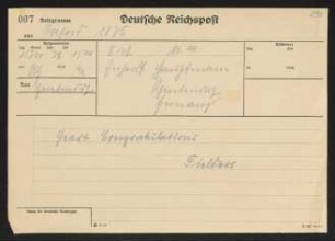 Brief von Hermann Georg Fiedler, Herma Fiedler und Ethel Mary Fiedler an Gerhart Hauptmann