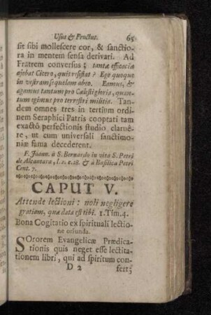 Caput V. Bona Cogitatio ex spirituali lectione oriunda.