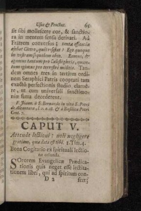 Caput V. Bona Cogitatio ex spirituali lectione oriunda.