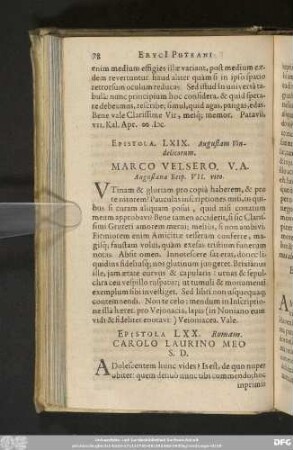 Epistola LXX. Romam. Carolo Laurino Meo S. D.