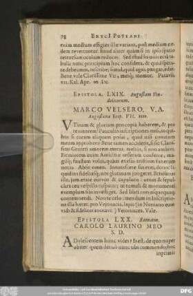Epistola LXX. Romam. Carolo Laurino Meo S. D.