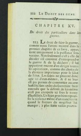 Chapitre XV. Du droit des particuliers dans la guerre.