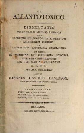 De allantotoxico : Diss. inaug. med. chem.